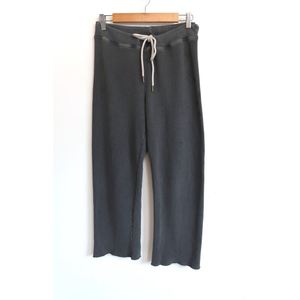 THE GREAT The Wide Leg Cropped Sweatpant Lounge Washed Black Shopbop 0 XS $195 - Picture 2 of 11